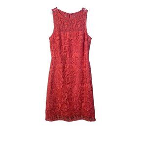 J Crew Collection Poppy Coral Floral Lace Sheath Dress Sz 2 Sleeveless Cocktail
